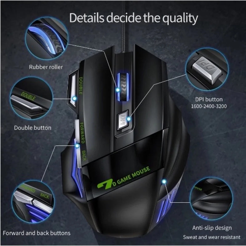 Mouse Gamer X7 com LED laser X7 USB Botões Profissionais