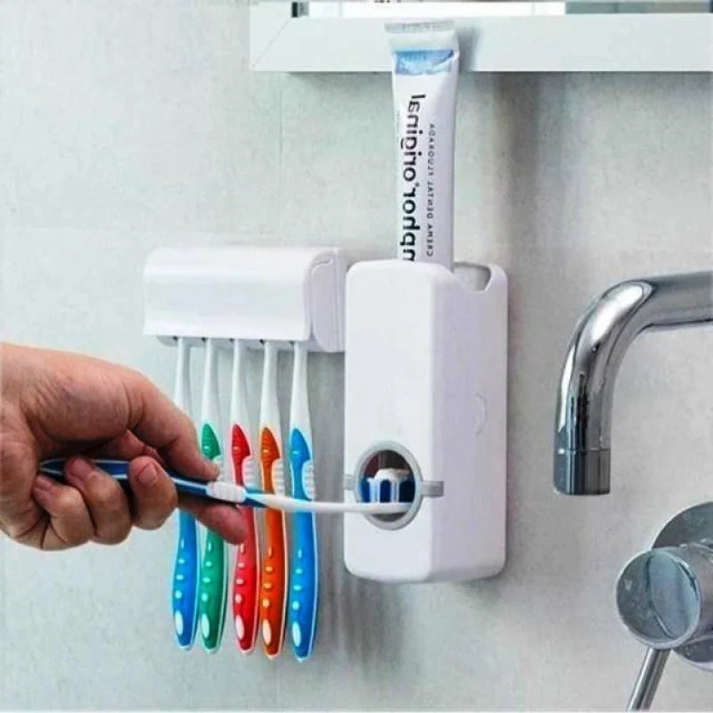 Dispenser Automático de Creme Dental com Suporte para 5 Escovas